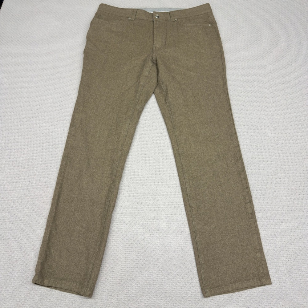 Peter Millar Pants Mens 34x30 Brown Virgin Wool 5 Pocket Slim Straight Preppy